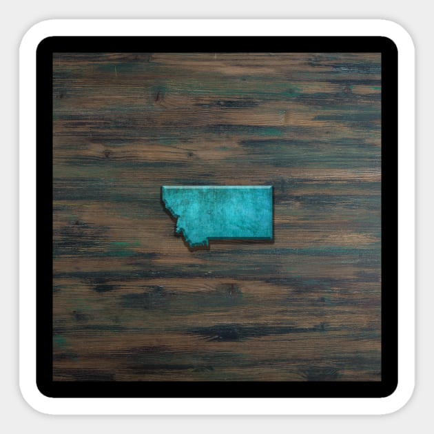 Montana State Shape Teal Sticker by Jared S Davies